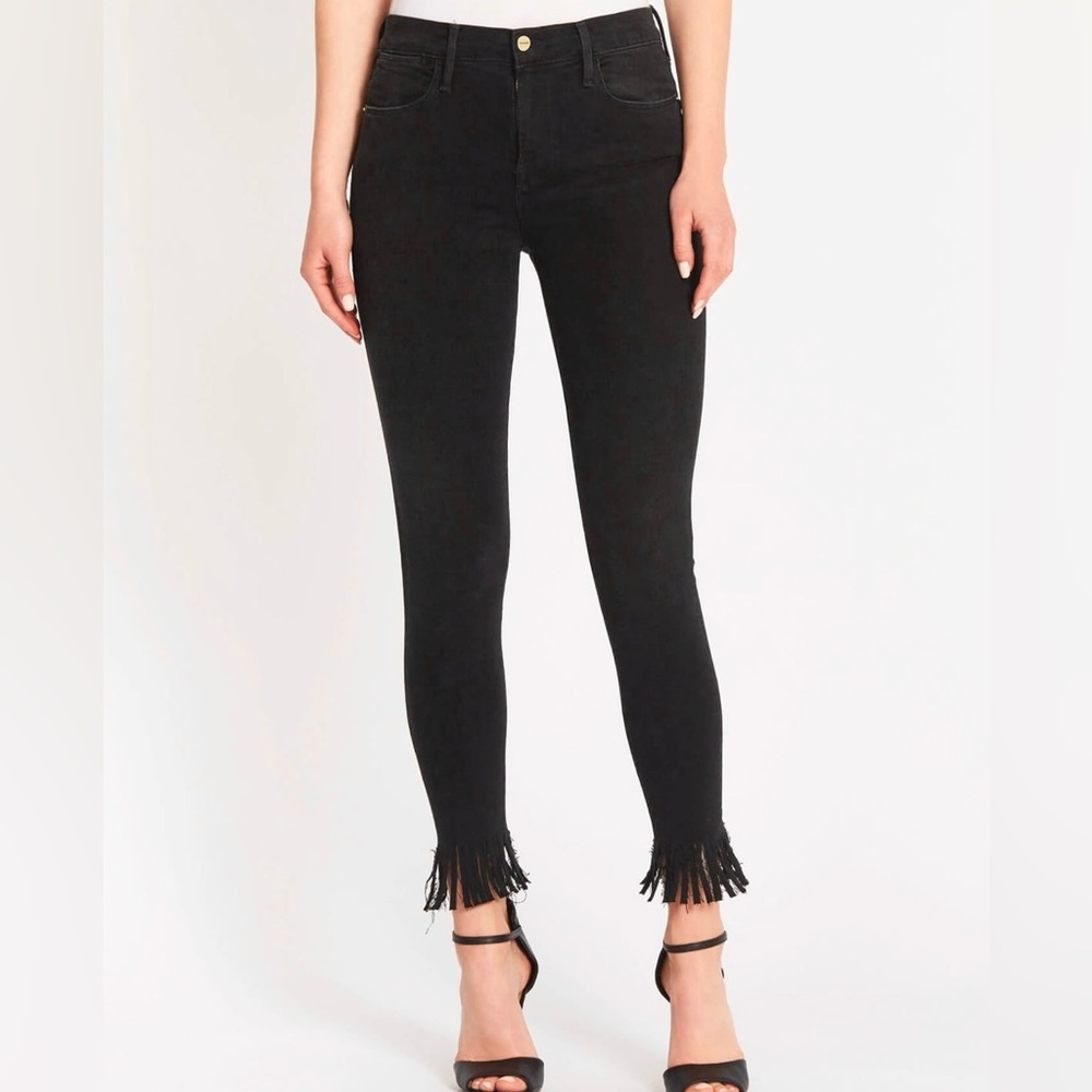 Frame Le High Skinny Fringe Jeans
